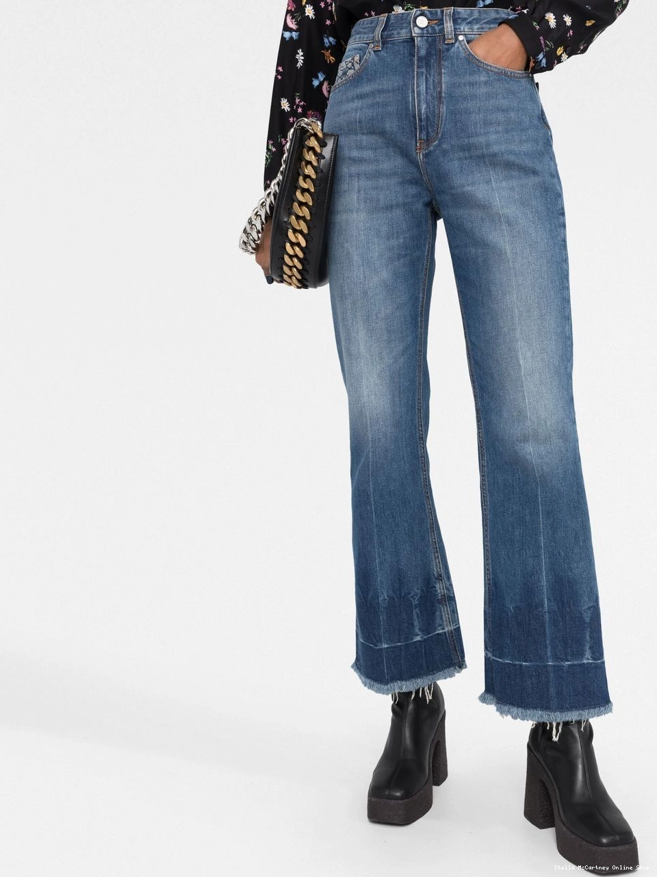 Affordable jeans cropped McCartney frayed-edge Women Stella 0419
